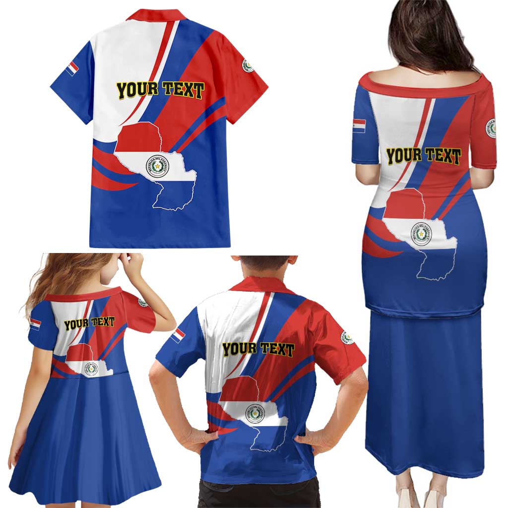Personalized Paraguay Independence Day 2025 Family Matching Puletasi and Hawaiian Shirt Passiflora Paz y justicia