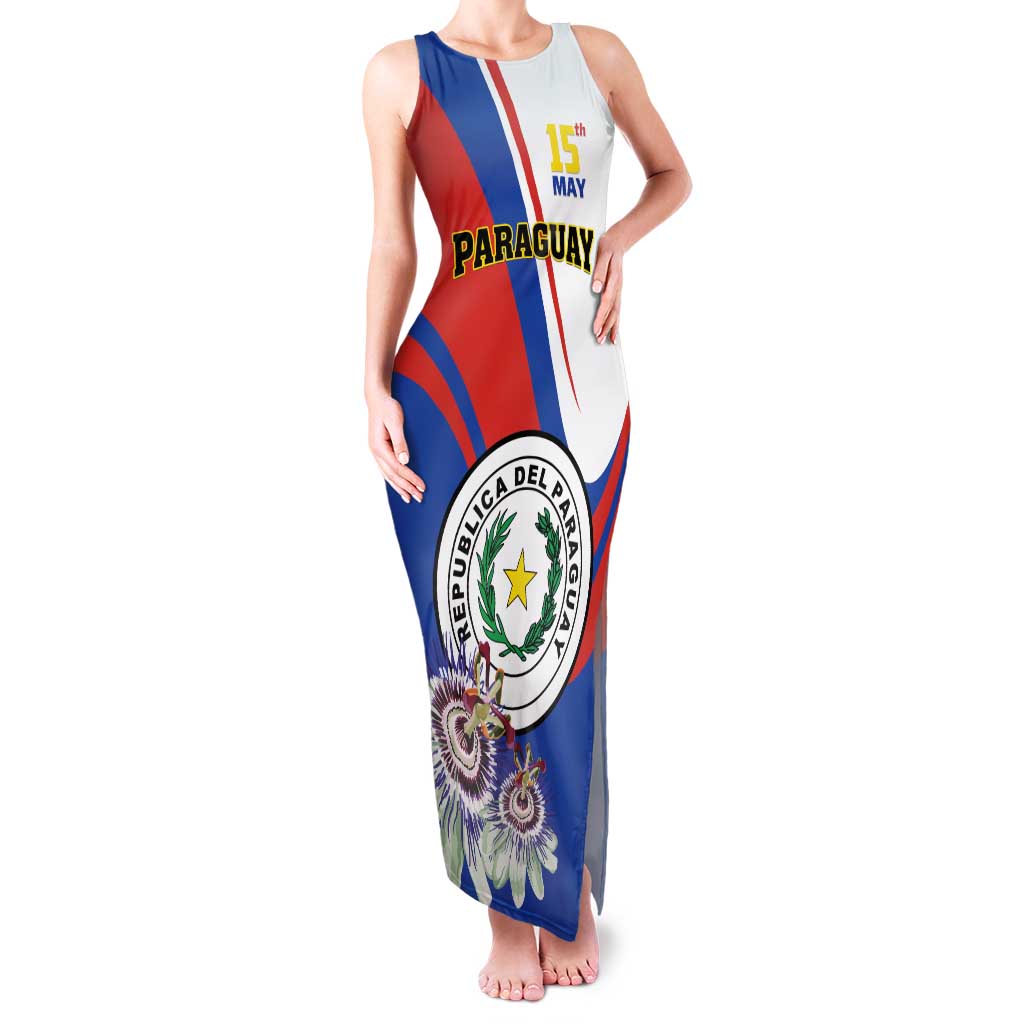 Personalized Paraguay Independence Day 2025 Family Matching Tank Maxi Dress and Hawaiian Shirt Passiflora Paz y justicia