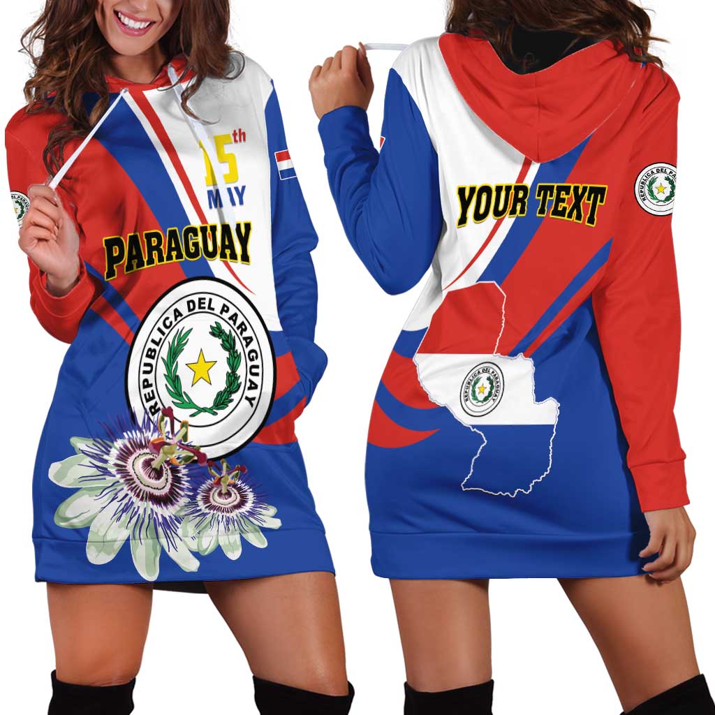 Personalized Paraguay Independence Day 2025 Hoodie Dress Passiflora Paz y justicia