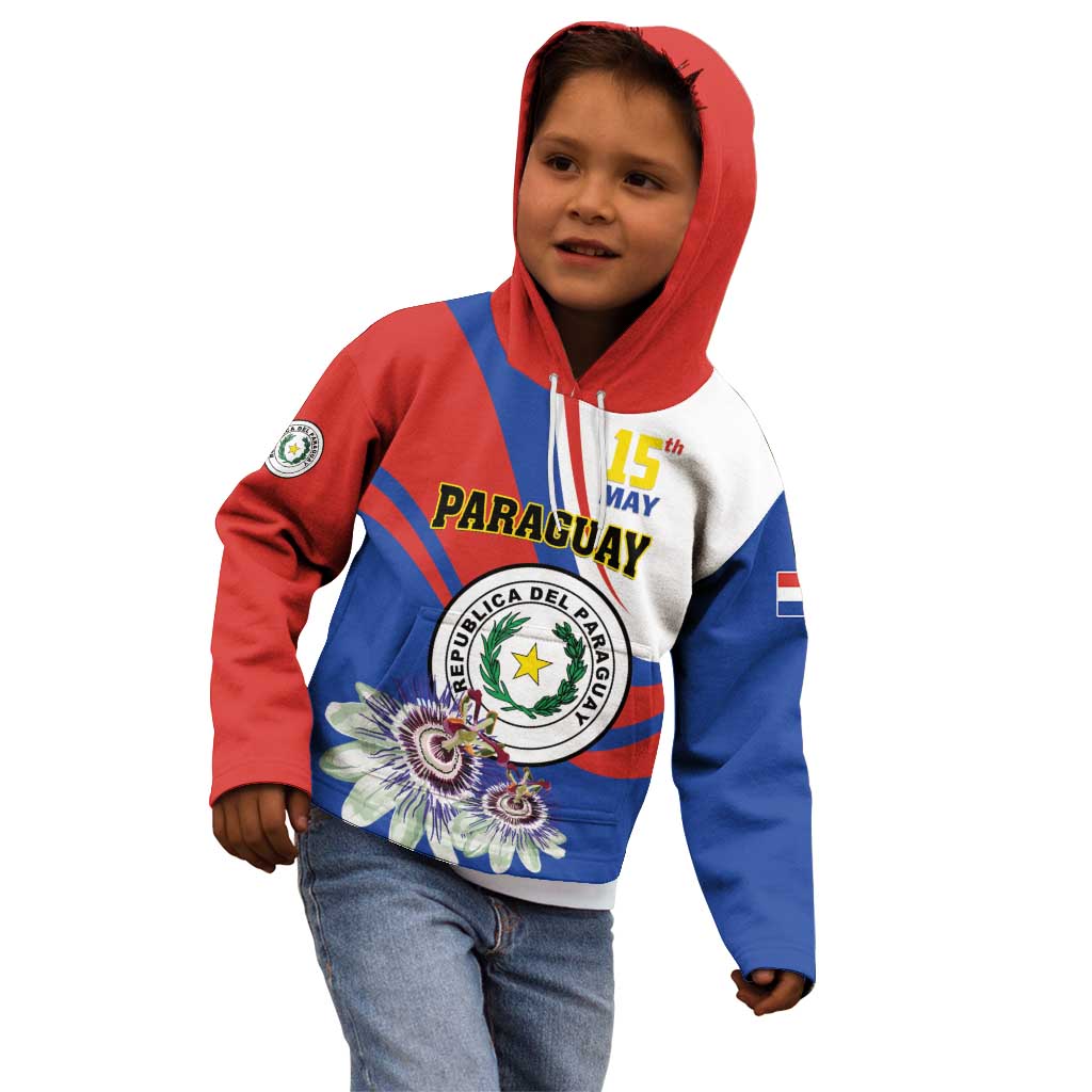 Personalized Paraguay Independence Day 2025 Kid Hoodie Passiflora Paz y justicia