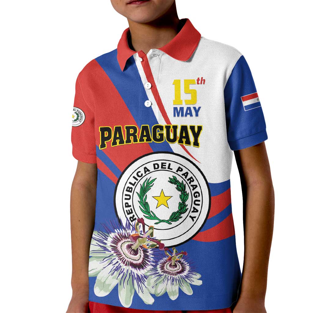 Personalized Paraguay Independence Day 2025 Kid Polo Shirt Passiflora Paz y justicia