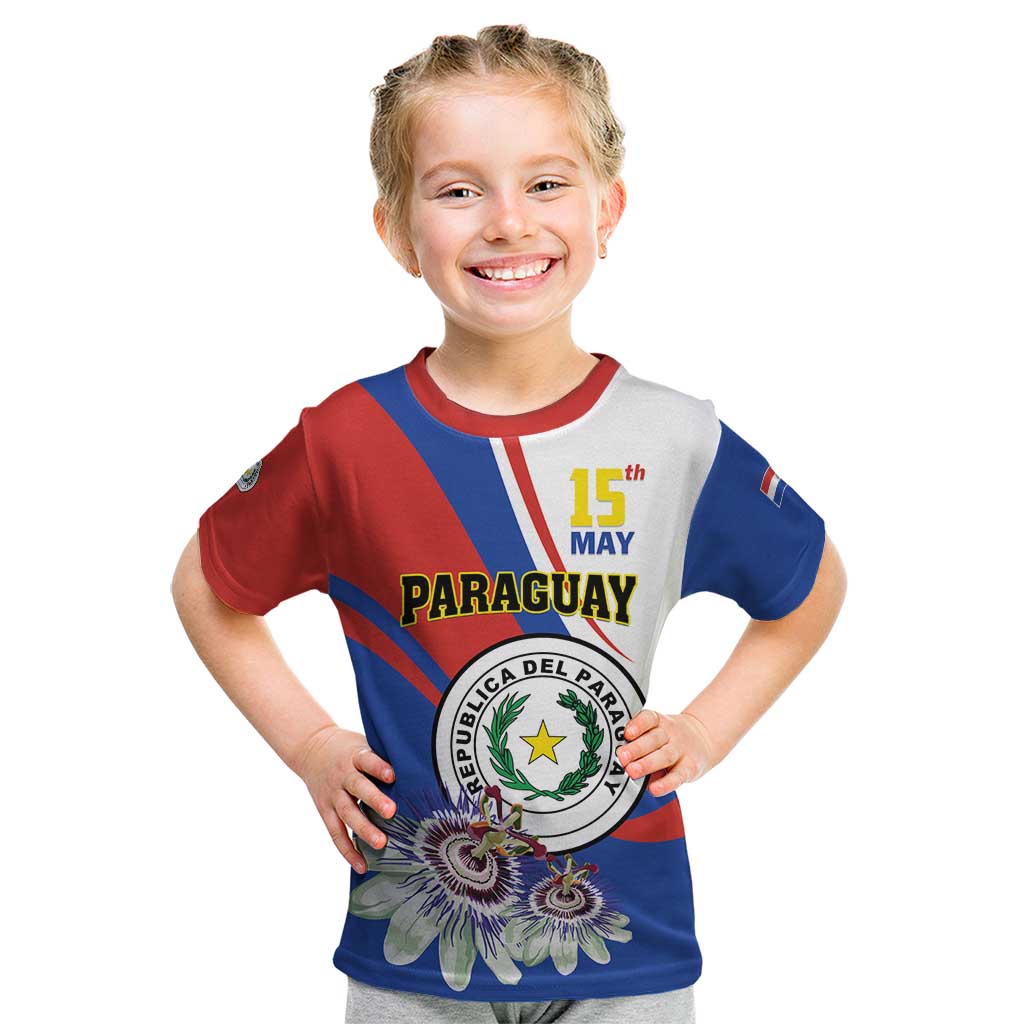 Personalized Paraguay Independence Day 2025 Kid T Shirt Passiflora Paz y justicia