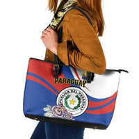 Paraguay Independence Day 2025 Leather Tote Bag Passiflora Paz y justicia