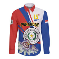 Personalized Paraguay Independence Day 2025 Long Sleeve Button Shirt Passiflora Paz y justicia