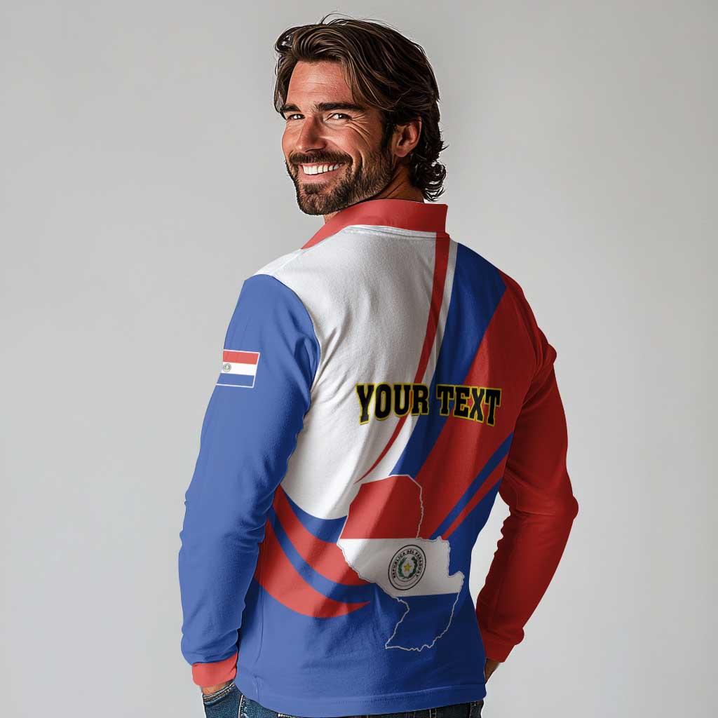 Personalized Paraguay Independence Day 2025 Long Sleeve Polo Shirt Passiflora Paz y justicia