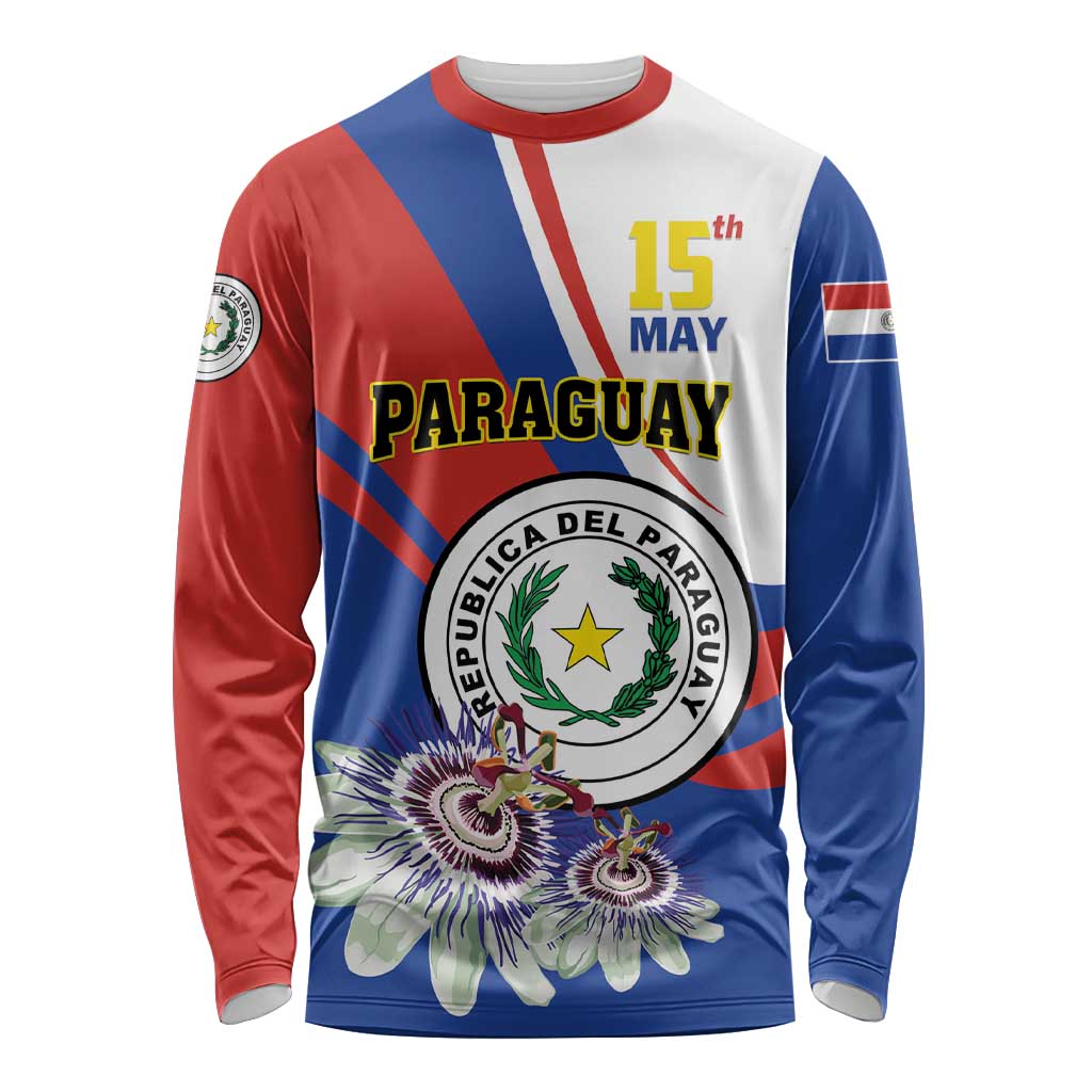 Personalized Paraguay Independence Day 2025 Long Sleeve Shirt Passiflora Paz y justicia