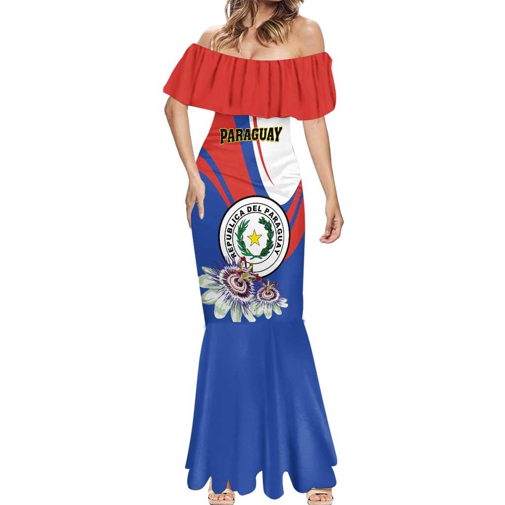 Personalized Paraguay Independence Day 2025 Mermaid Dress Passiflora Paz y justicia