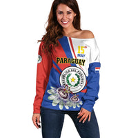 Personalized Paraguay Independence Day 2025 Off Shoulder Sweater Passiflora Paz y justicia