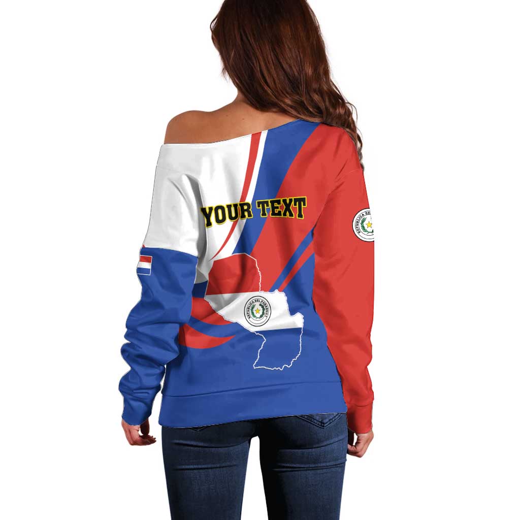 Personalized Paraguay Independence Day 2025 Off Shoulder Sweater Passiflora Paz y justicia