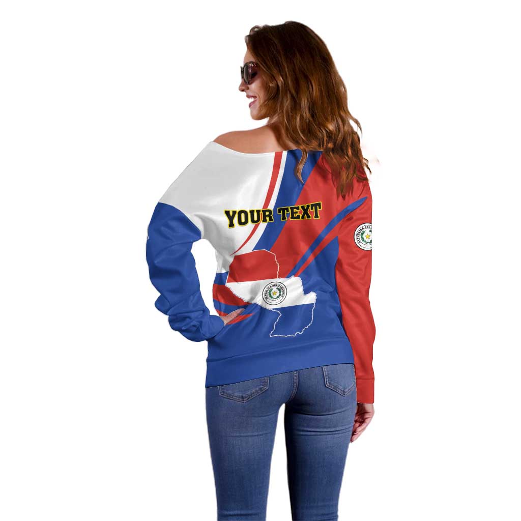 Personalized Paraguay Independence Day 2025 Off Shoulder Sweater Passiflora Paz y justicia