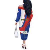 Personalized Paraguay Independence Day 2025 Off The Shoulder Long Sleeve Dress Passiflora Paz y justicia