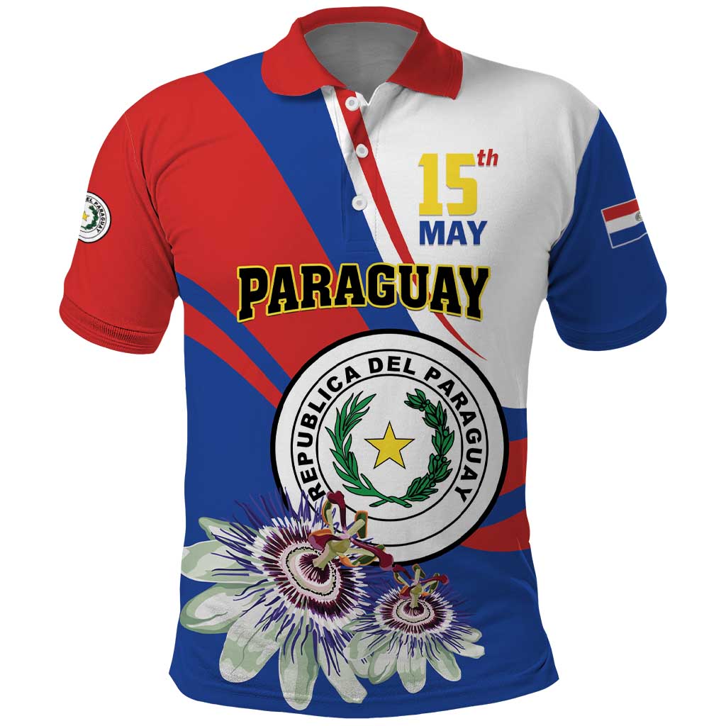 Personalized Paraguay Independence Day 2025 Polo Shirt Passiflora Paz y justicia
