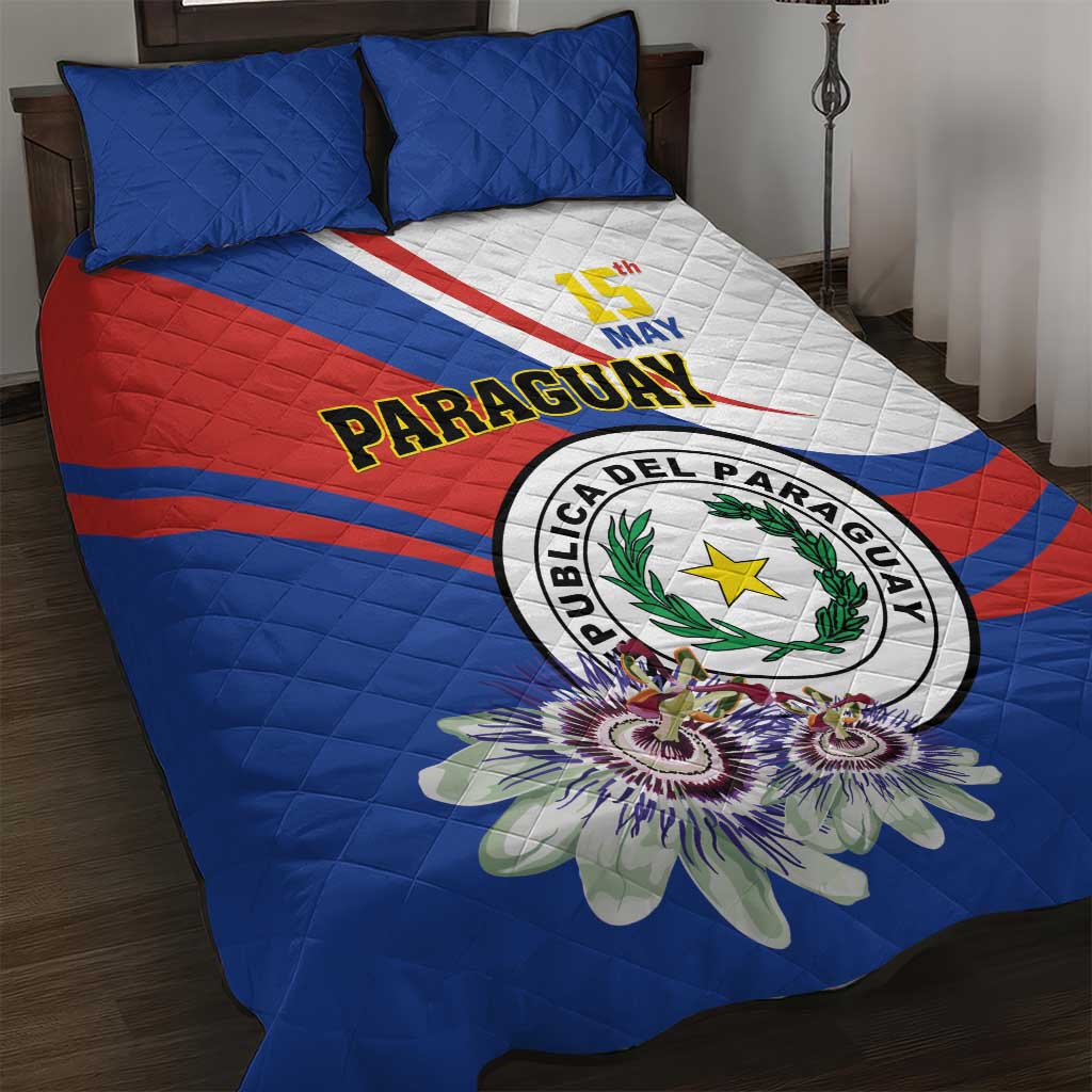 Paraguay Independence Day 2025 Quilt Bed Set Passiflora Paz y justicia