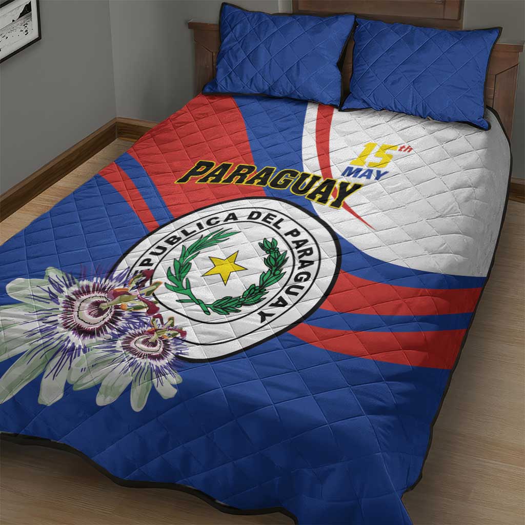 Paraguay Independence Day 2025 Quilt Bed Set Passiflora Paz y justicia