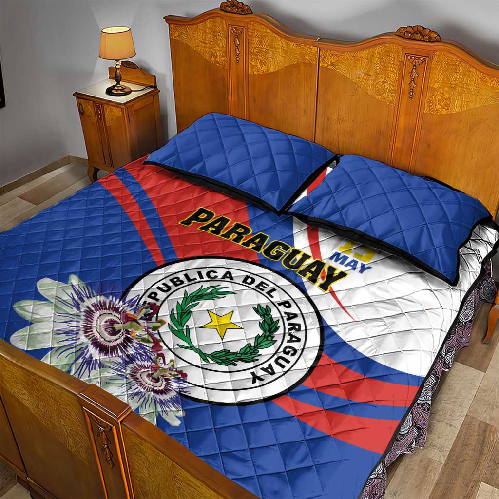 Paraguay Independence Day 2025 Quilt Bed Set Passiflora Paz y justicia