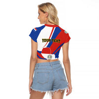 Personalized Paraguay Independence Day 2025 Raglan Cropped T Shirt Passiflora Paz y justicia