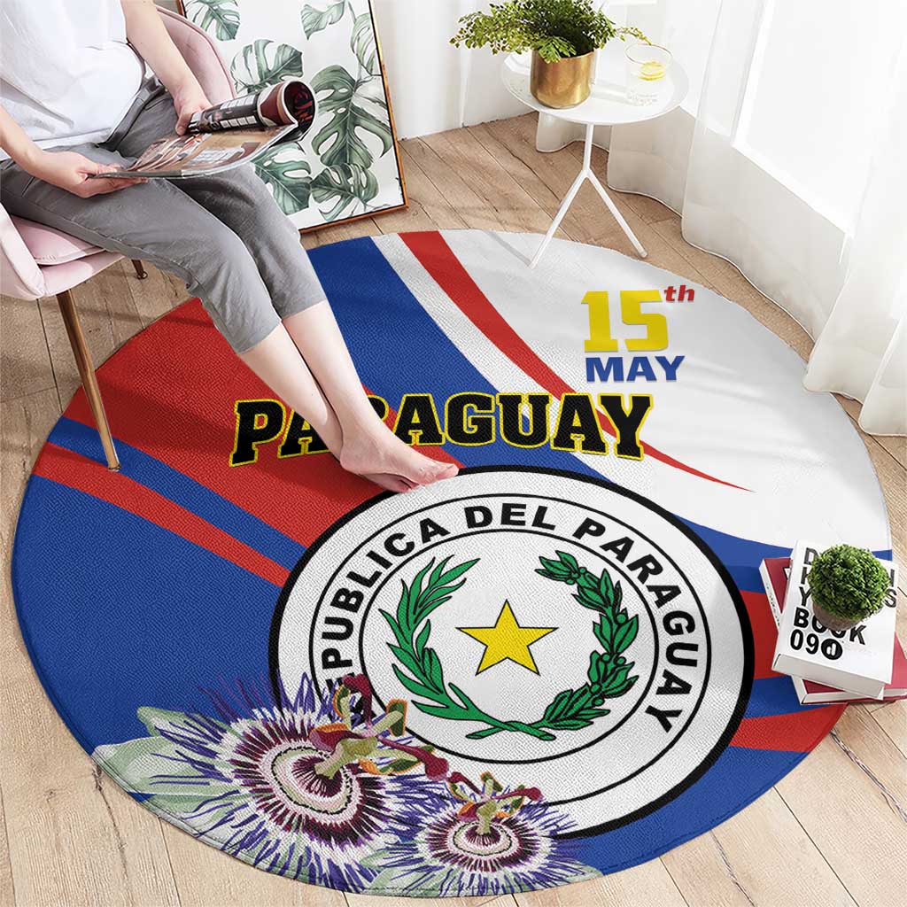 Paraguay Independence Day 2025 Round Carpet Passiflora Paz y justicia
