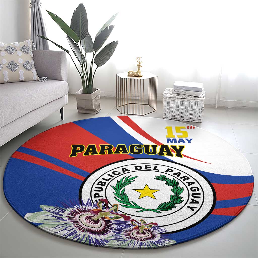 Paraguay Independence Day 2025 Round Carpet Passiflora Paz y justicia