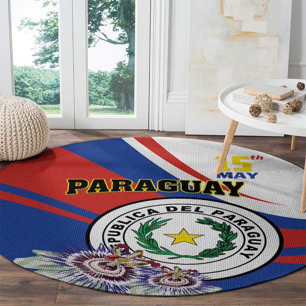 Paraguay Independence Day 2025 Round Carpet Passiflora Paz y justicia