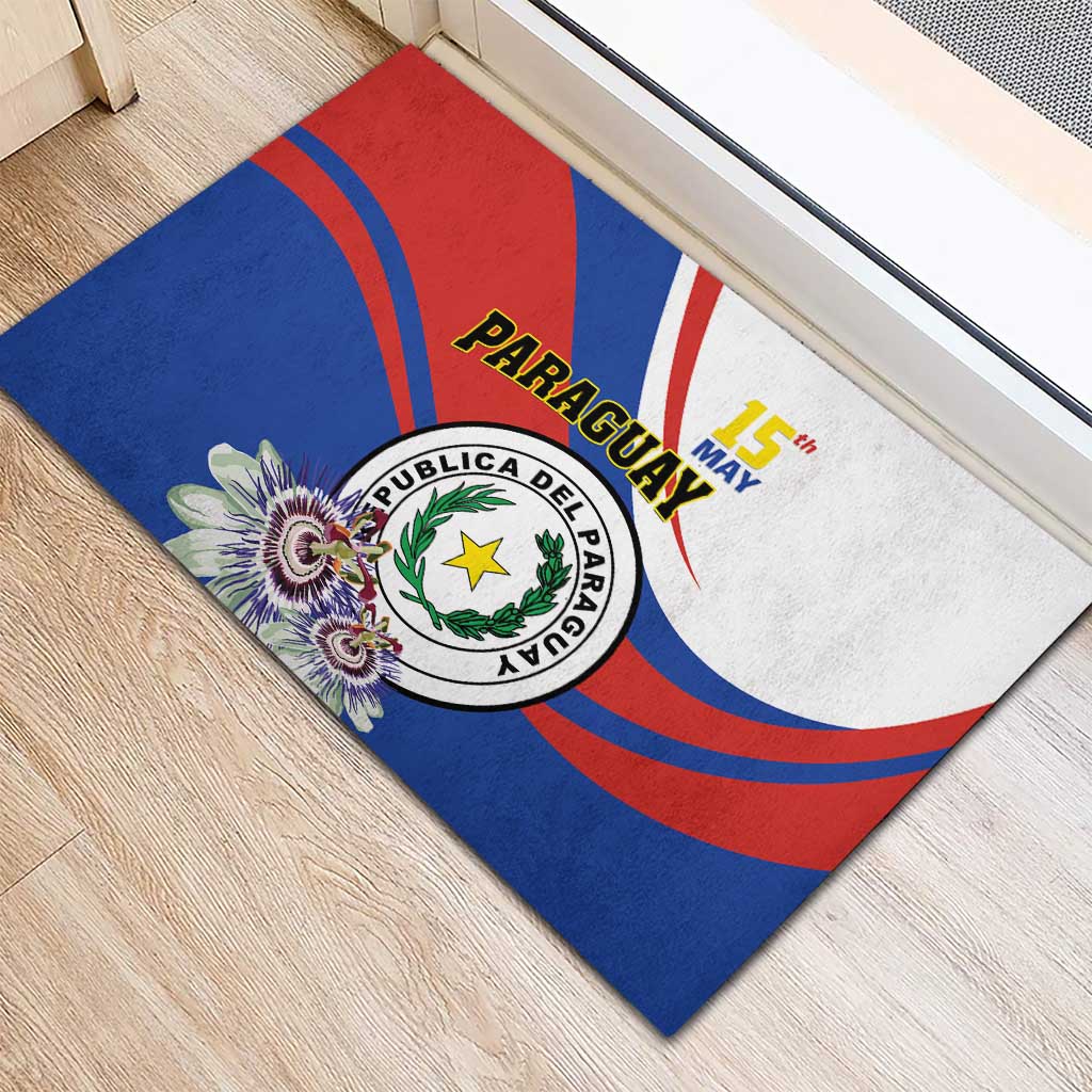 Paraguay Independence Day 2025 Rubber Doormat Passiflora Paz y justicia