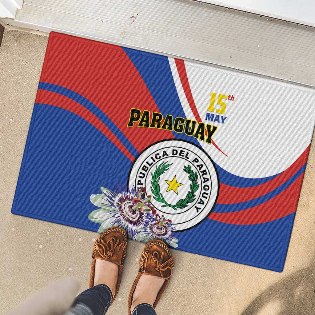 Paraguay Independence Day 2025 Rubber Doormat Passiflora Paz y justicia