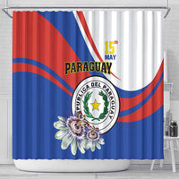 Paraguay Independence Day 2025 Shower Curtain Passiflora Paz y justicia