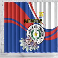 Paraguay Independence Day 2025 Shower Curtain Passiflora Paz y justicia