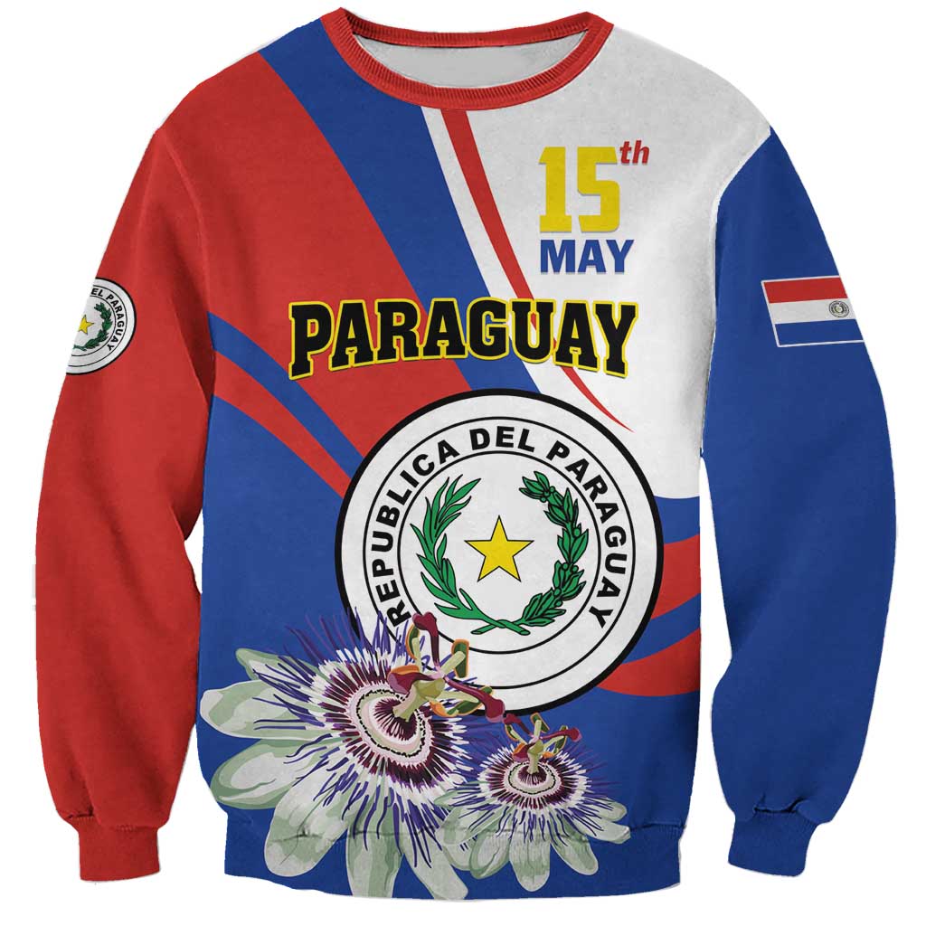 Personalized Paraguay Independence Day 2025 Sweatshirt Passiflora Paz y justicia