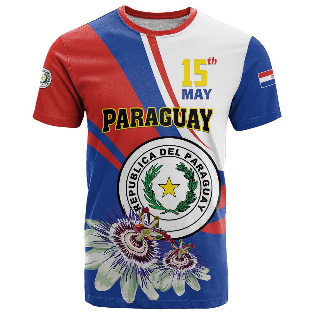 Personalized Paraguay Independence Day 2025 T Shirt Passiflora Paz y justicia