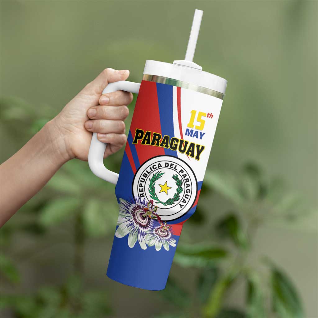 Personalized Paraguay Independence Day 2025 Tumbler With Handle Passiflora Paz y justicia