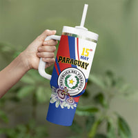Personalized Paraguay Independence Day 2025 Tumbler With Handle Passiflora Paz y justicia