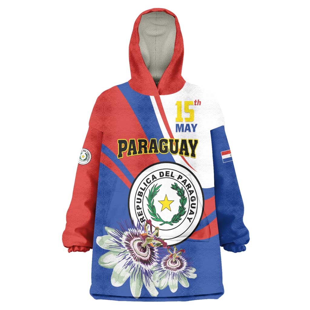 Personalized Paraguay Independence Day 2025 Wearable Blanket Hoodie Passiflora Paz y justicia