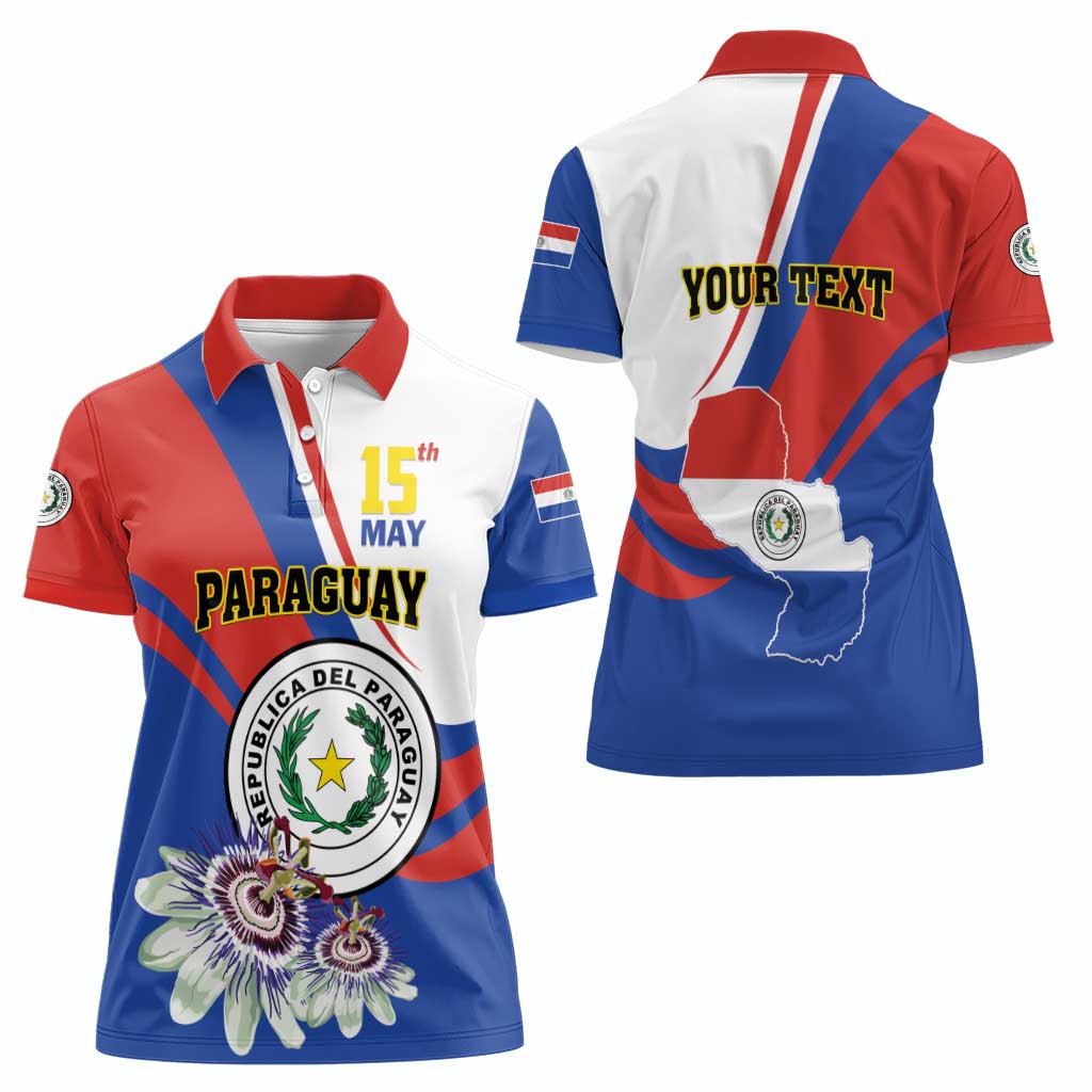 Personalized Paraguay Independence Day 2025 Women Polo Shirt Passiflora Paz y justicia
