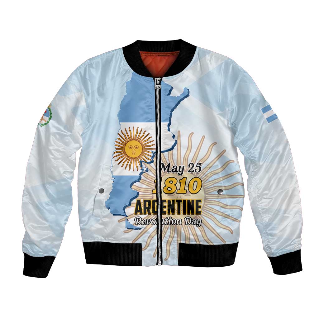 Personalized Argentine Revolution Day 1810 Bomber Jacket Sol de Mayo