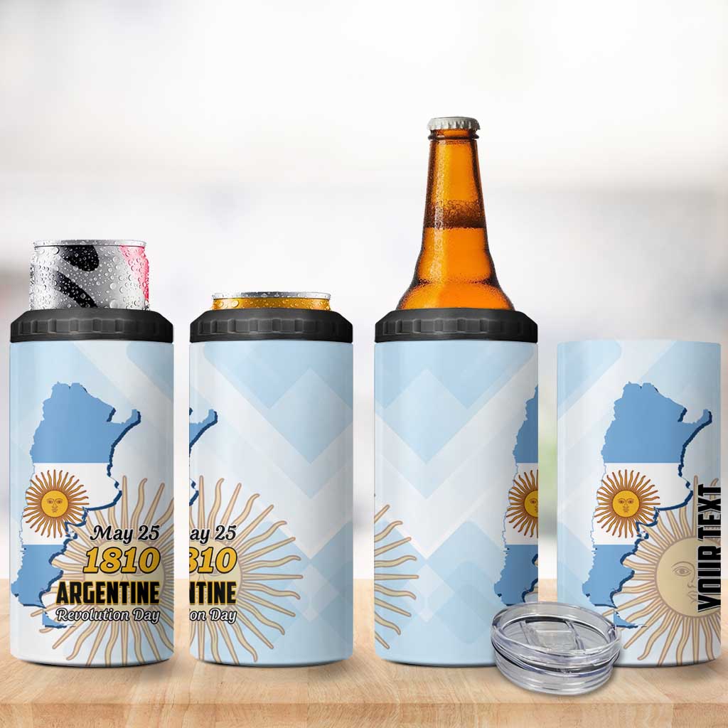 Personalized Argentine Revolution Day 1810 4 in 1 Can Cooler Tumbler Sol de Mayo