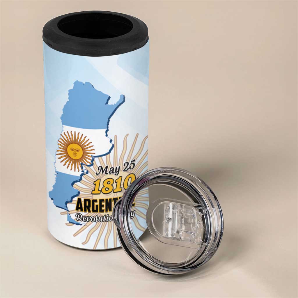 Personalized Argentine Revolution Day 1810 4 in 1 Can Cooler Tumbler Sol de Mayo