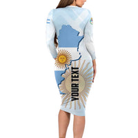 Personalized Argentine Revolution Day 1810 Family Matching Long Sleeve Bodycon Dress and Hawaiian Shirt Sol de Mayo