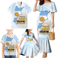 Personalized Argentine Revolution Day 1810 Family Matching Mermaid Dress and Hawaiian Shirt Sol de Mayo
