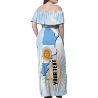 Personalized Argentine Revolution Day 1810 Family Matching Off Shoulder Maxi Dress and Hawaiian Shirt Sol de Mayo