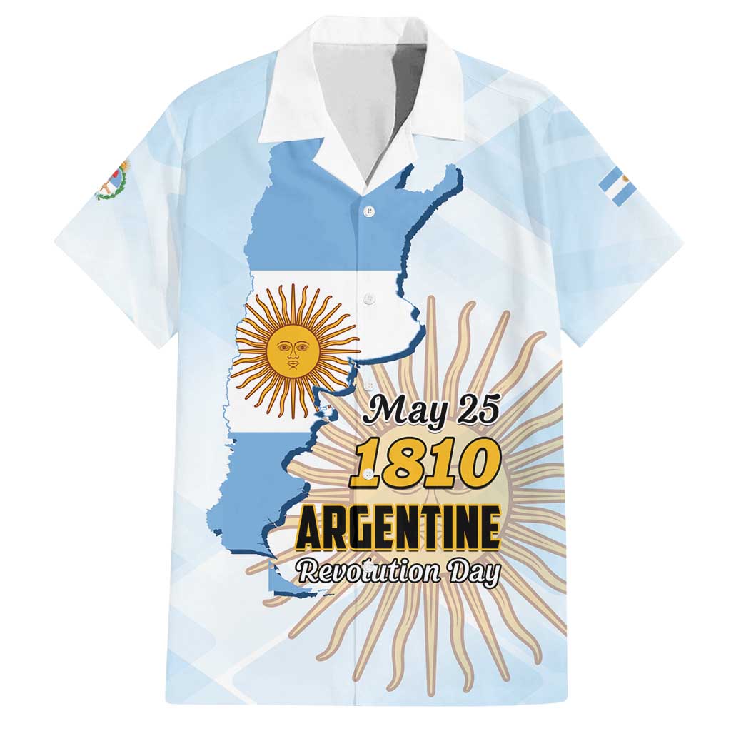 Personalized Argentine Revolution Day 1810 Family Matching Off Shoulder Short Dress and Hawaiian Shirt Sol de Mayo