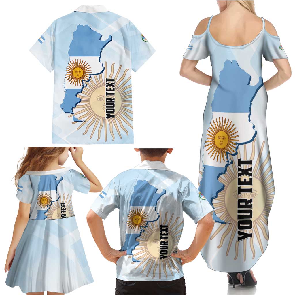 Personalized Argentine Revolution Day 1810 Family Matching Summer Maxi Dress and Hawaiian Shirt Sol de Mayo