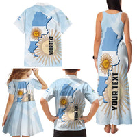 Personalized Argentine Revolution Day 1810 Family Matching Tank Maxi Dress and Hawaiian Shirt Sol de Mayo