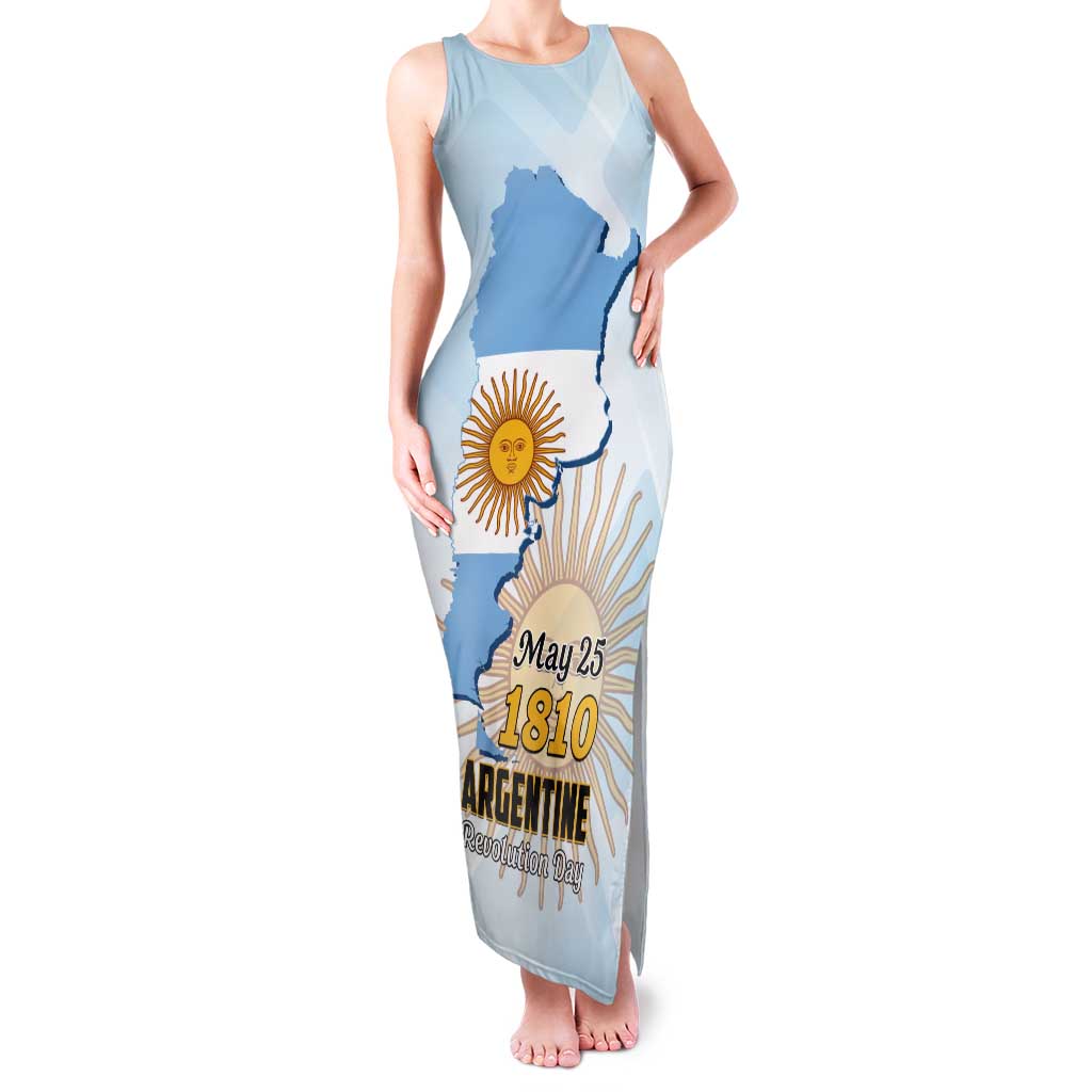 Personalized Argentine Revolution Day 1810 Family Matching Tank Maxi Dress and Hawaiian Shirt Sol de Mayo