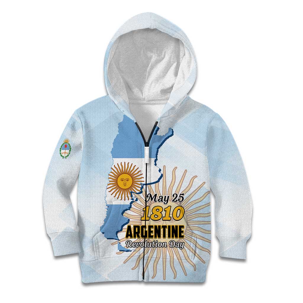 Personalized Argentine Revolution Day 1810 Kid Hoodie Sol de Mayo