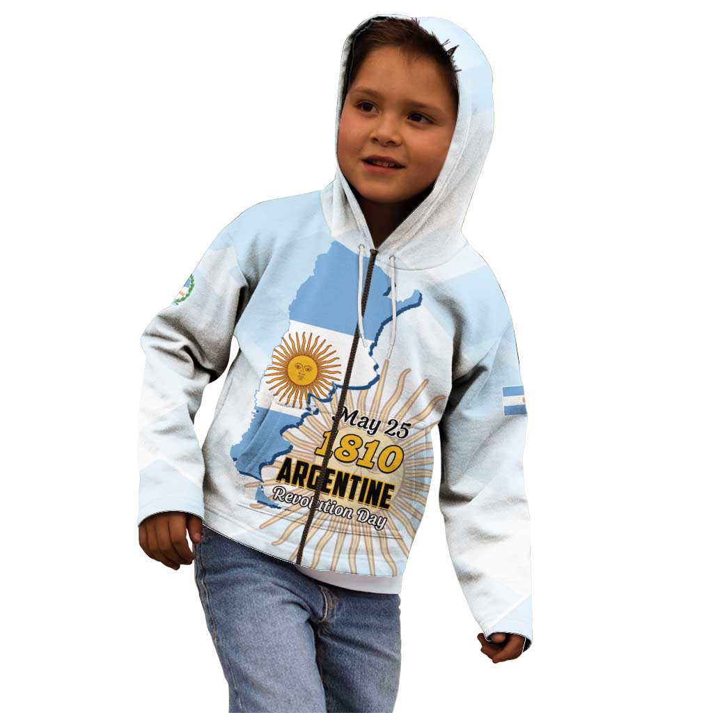 Personalized Argentine Revolution Day 1810 Kid Hoodie Sol de Mayo