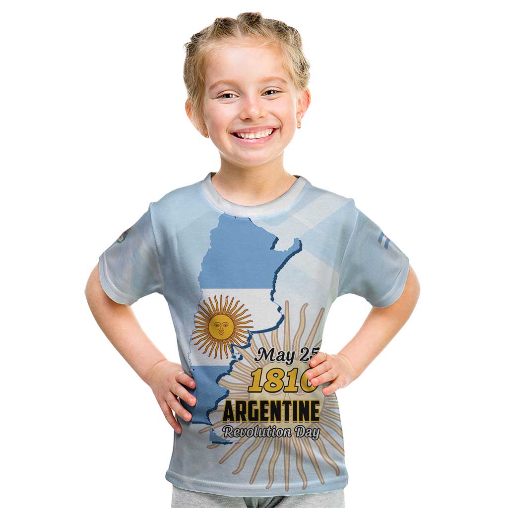 Personalized Argentine Revolution Day 1810 Kid T Shirt Sol de Mayo