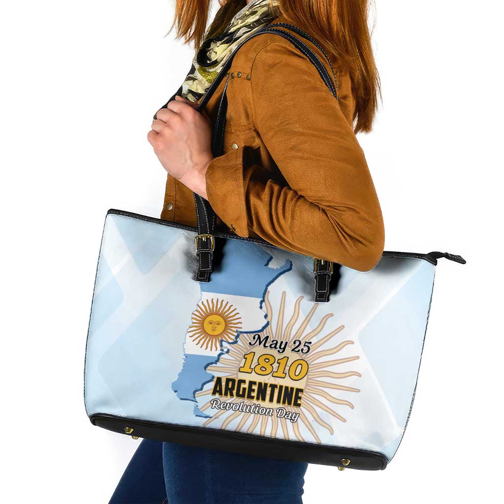 Argentine Revolution Day 1810 Leather Tote Bag Sol de Mayo