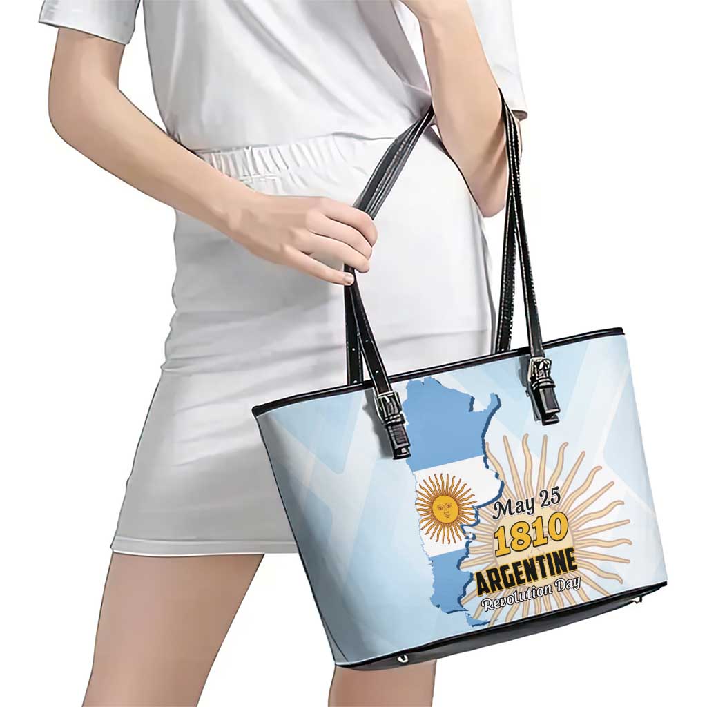 Argentine Revolution Day 1810 Leather Tote Bag Sol de Mayo