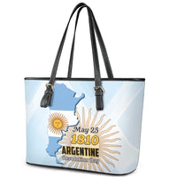 Argentine Revolution Day 1810 Leather Tote Bag Sol de Mayo