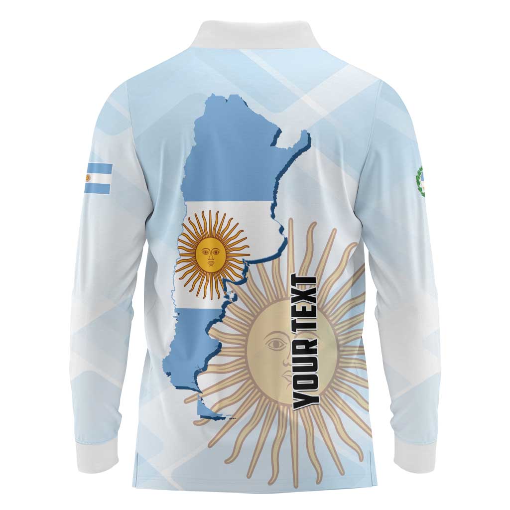 Personalized Argentine Revolution Day 1810 Long Sleeve Polo Shirt Sol de Mayo